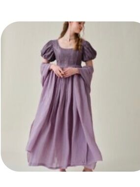 Linennaive Purple Linen/Silk Empire Dress, Size XS/S